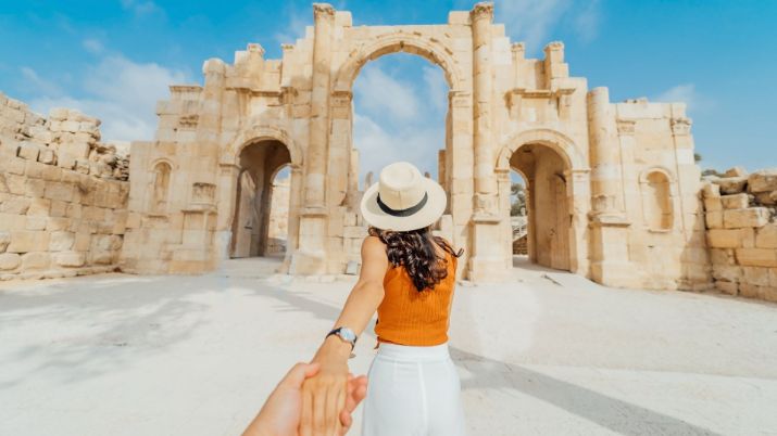 The Jerash Ruins are located in northern Jordan approximately 50 kilometers north of Jordan's capital city of Amman