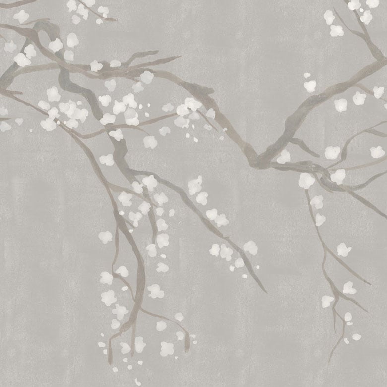 Cream & White Cherry Blossom Wallpaper Mural pattern image