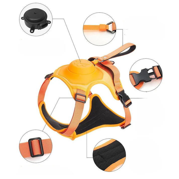 Vibe Geeks Ultimate 2-in-1 Reflective No-Pull Dog Harness with Retractable Leash & Control Handle – Black - Image 2