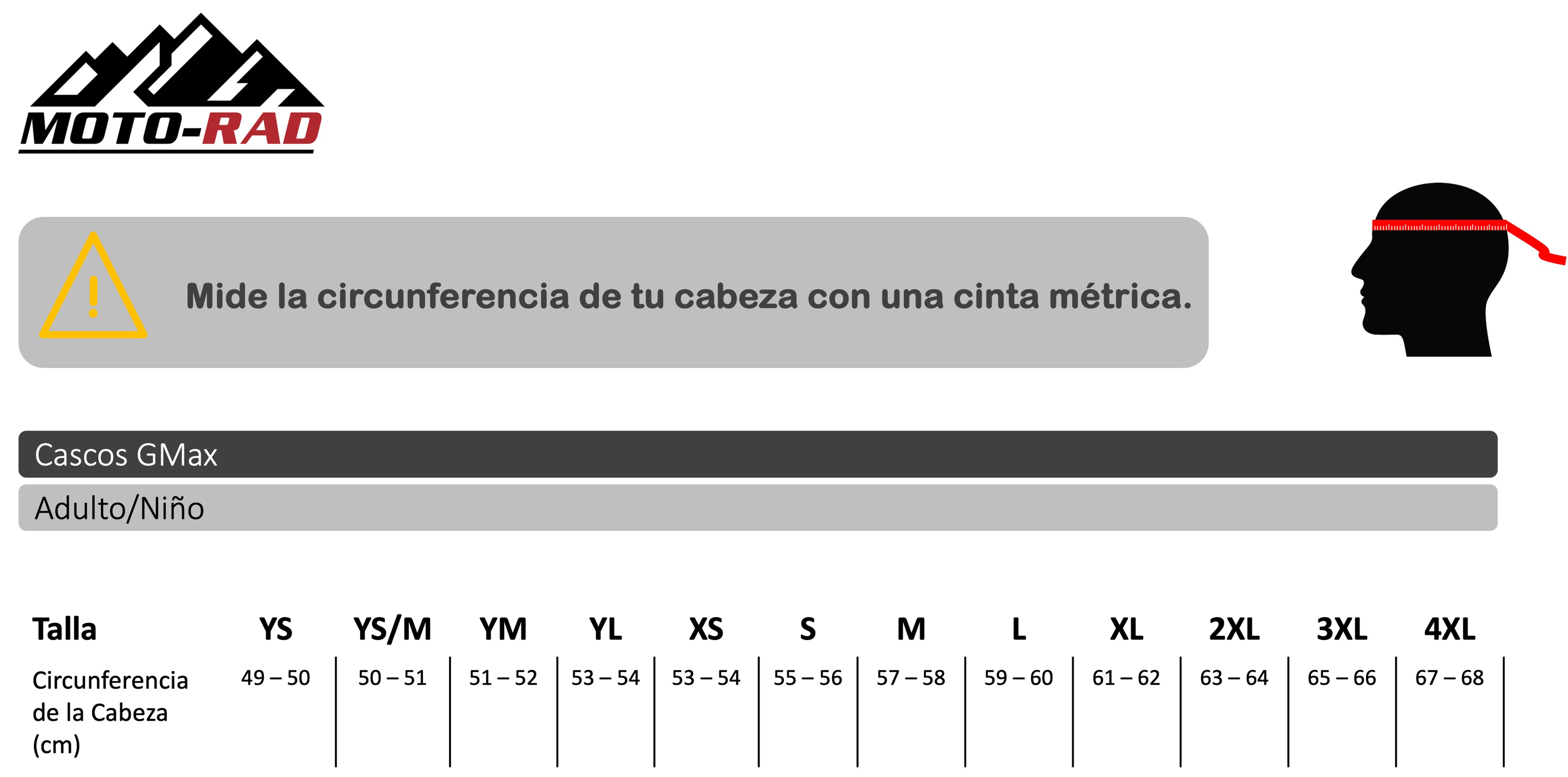 Guia de tallas cascos ICON