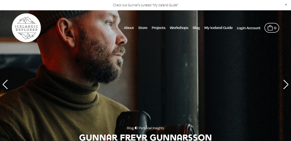 Screenshot of Icelandic Explorer, from the influencer websites collection.