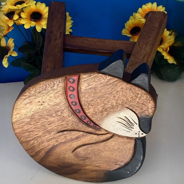 Kids Chair Wooden Stool Animal CAT Theme Children’s Chair and Toddlers Stepping Stool - Image 2