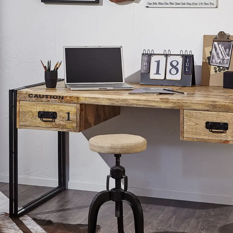Desk Mango Wood Industrial Style