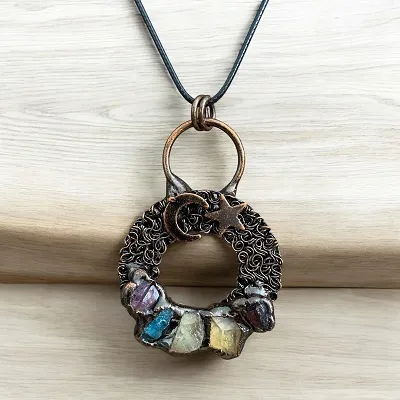 Assorted Crystal Pendant - Includes Leather Band