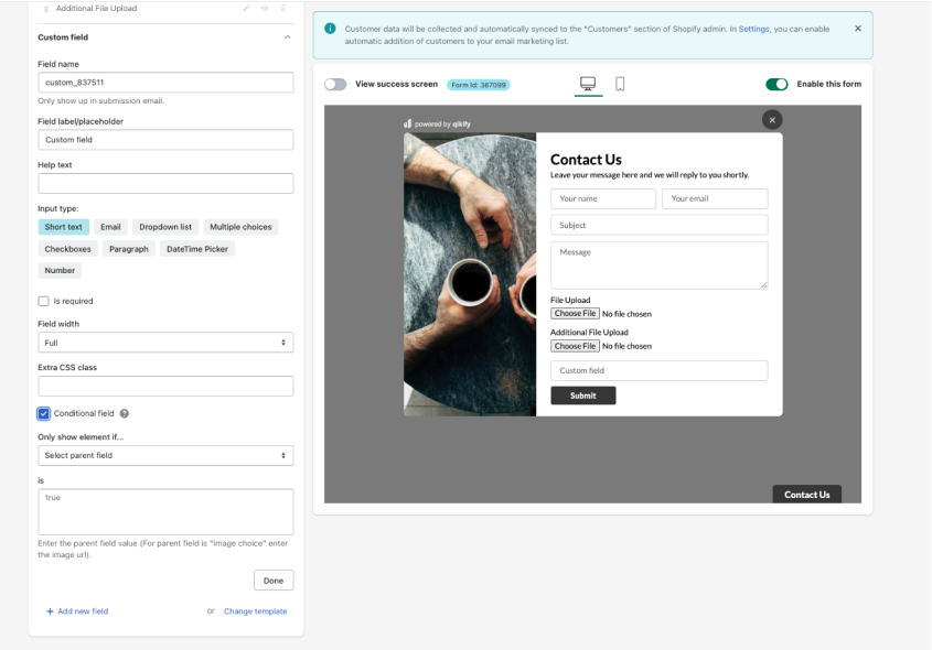 qikify contact form editor