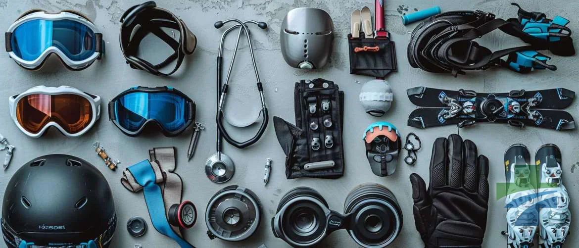Closeup of nursing and skiing gear, symbolizing a career fusion