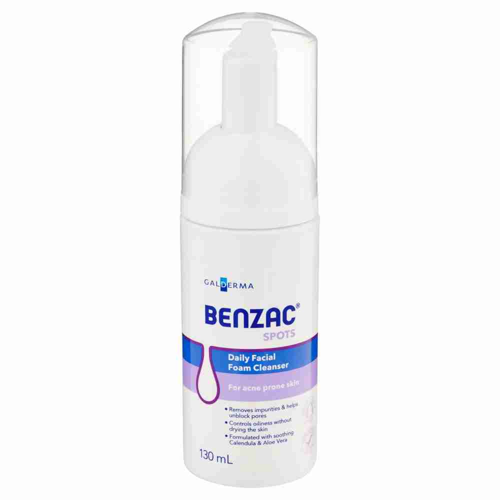 Benzac Daily Facial Foam Cleanser 130Ml, For Acne-Prone Skin