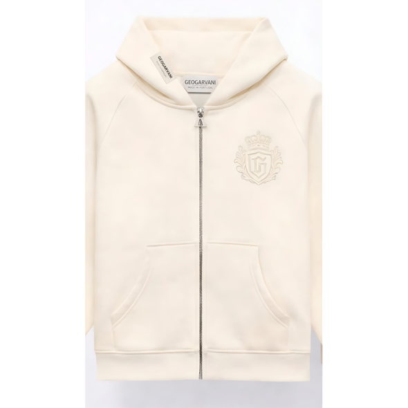 GEO-CREAM ZIP HOODIE — EMBOSSED EDITION