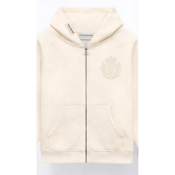 GEO-CREAM ZIP HOODIE — EMBOSSED EDITION