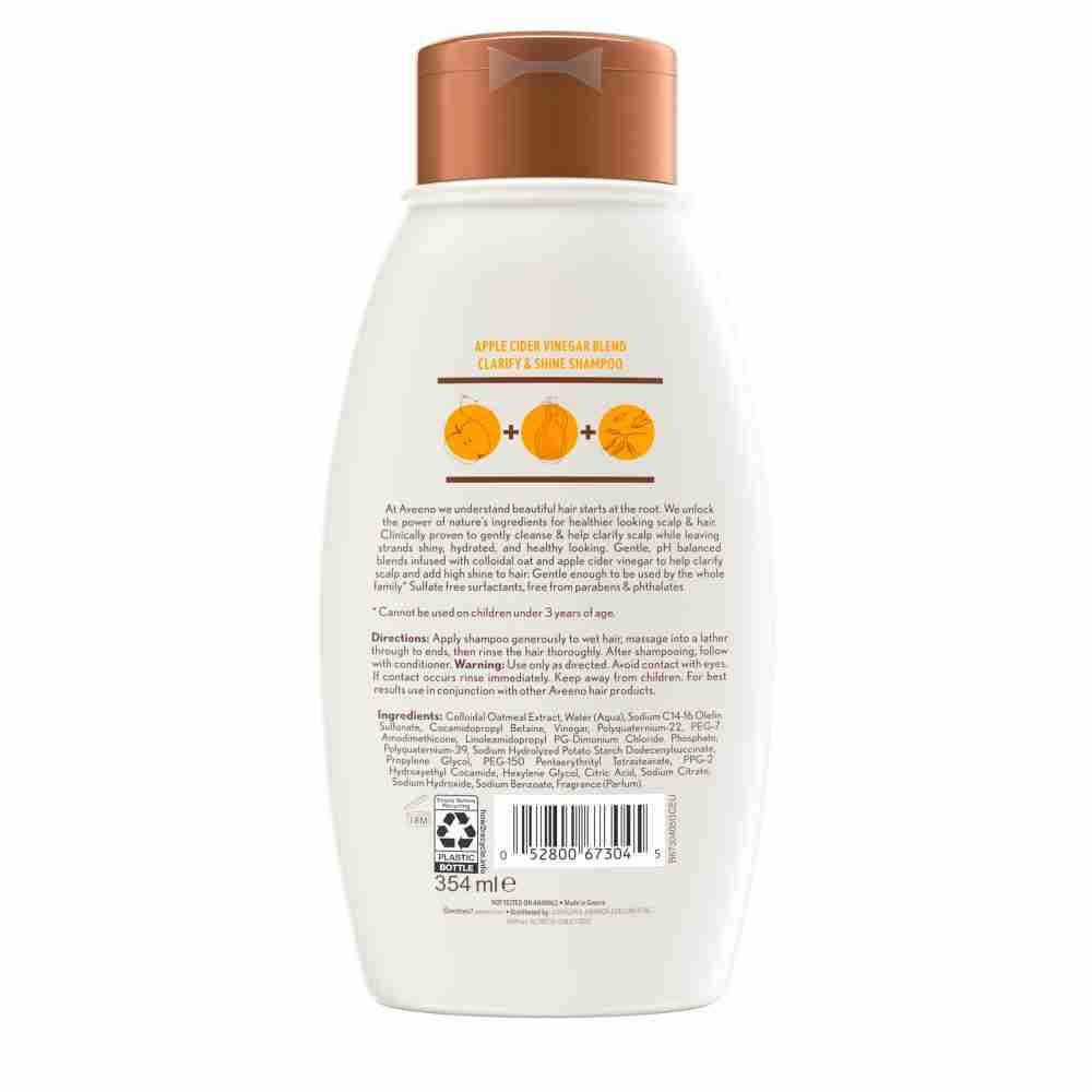 Aveeno Apple Cider Vinegar Clarifying Shampoo For Dull Hair 354Ml - Image 2
