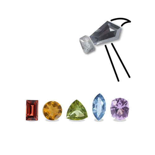 fun gemstone hardness gif with a diamond hammer on colored gemstones