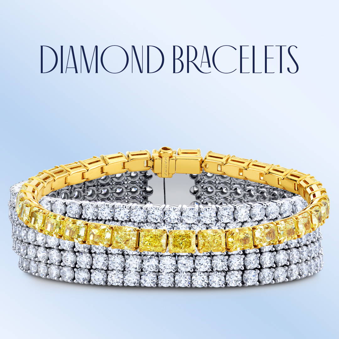 Bracelets with white and yellow diamonds