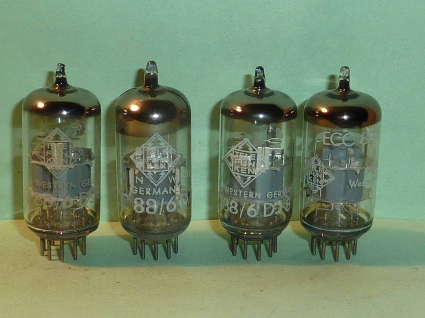 Telefunken 6DJ8 ECC88 Tubes, Matched Quad, NOS Testing