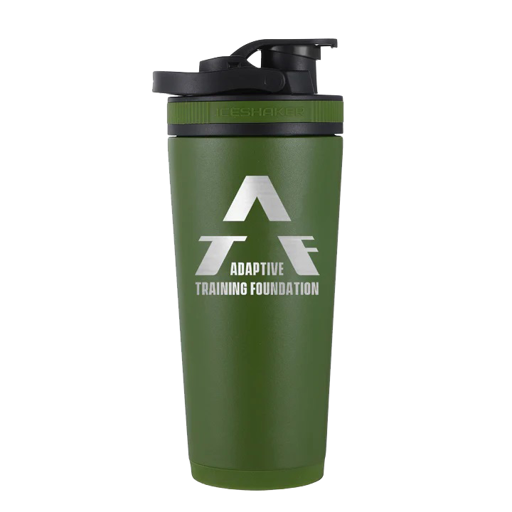 26oz Green Shaker Bottle with Adaptive Training Foundation Logo