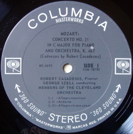 Columbia 2-EYE / CASADESUS-SZELL, - Mozart Piano Concer...