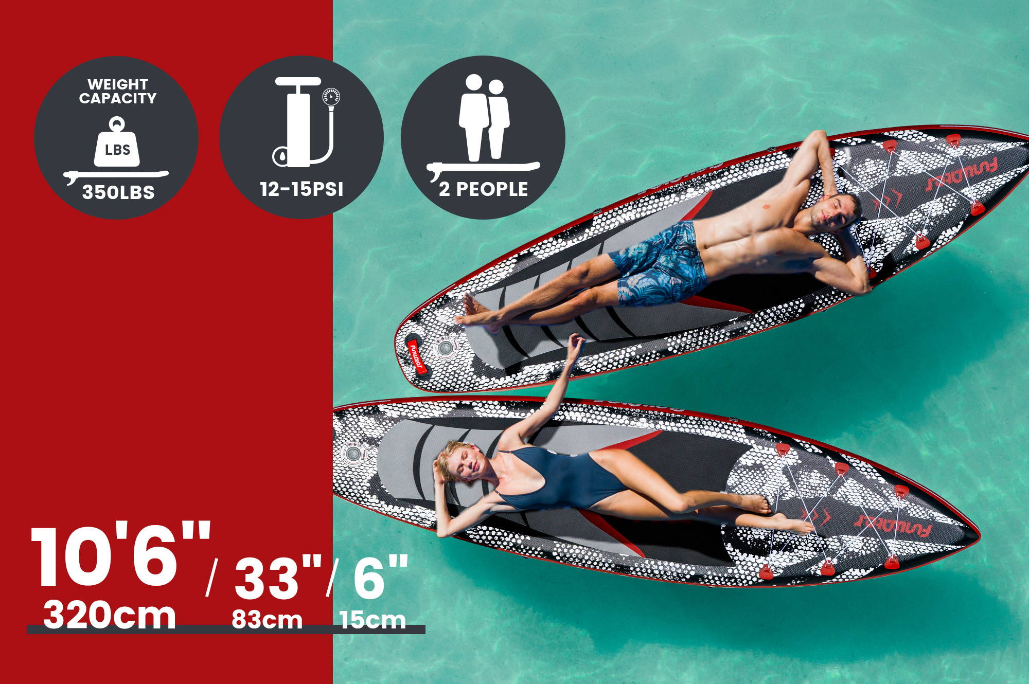 The Funwater inflatable SUP offers a size that suits every adventure
