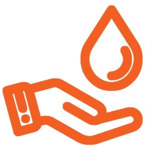 A solid orange silhouette of a folder icon with a small black shadow at the top left, resembling a typical file folder tab. The background is white.