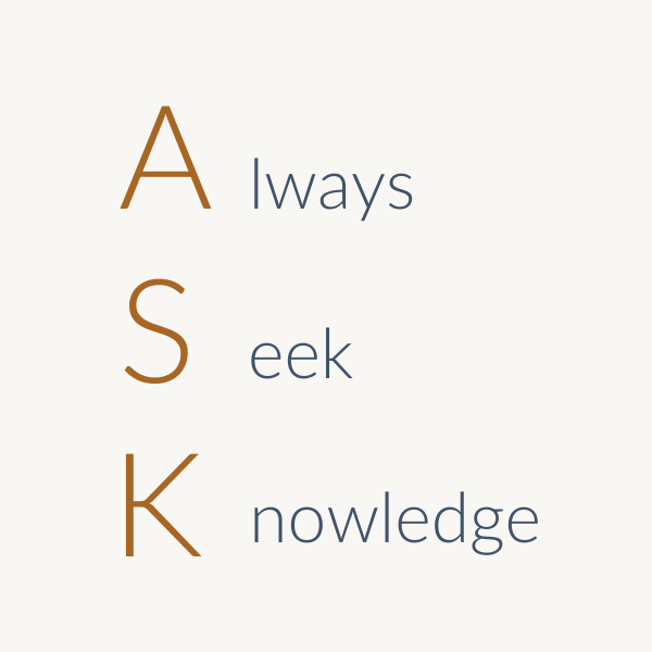 Text read: Always Seek Knowledge