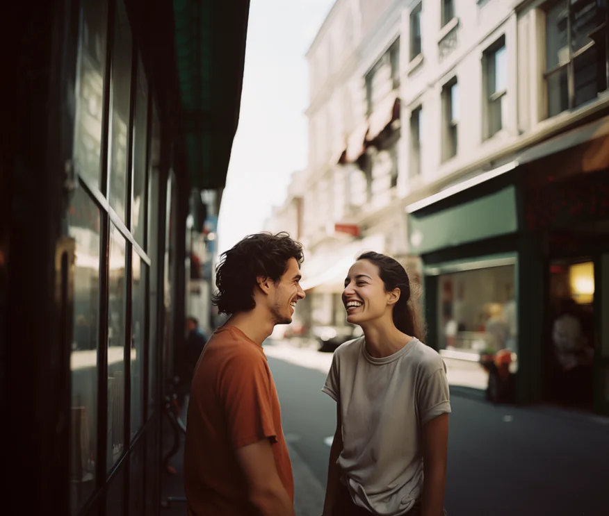 two people smiling