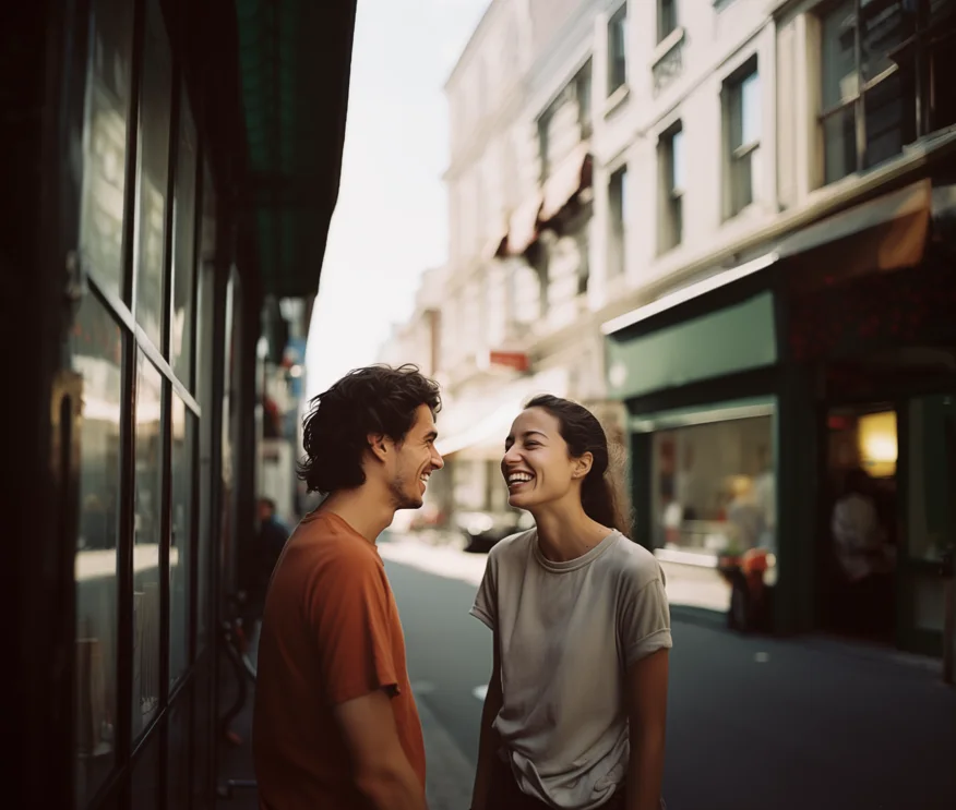 two people smiling