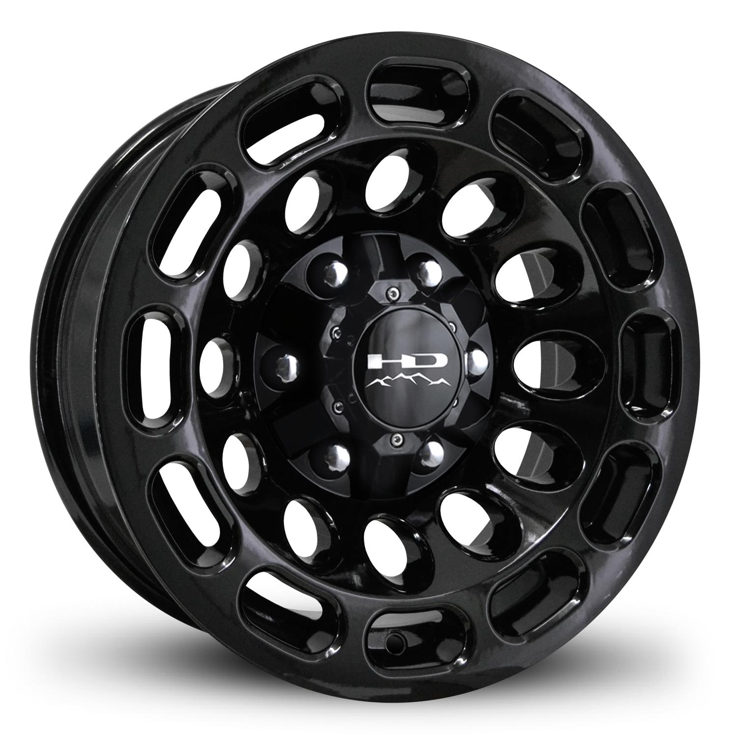 HD Off-Road Road Warrior Custom Trailer Wheels in 15x6.0 in 6 lug All Gloss Black for Unility, Boat, Car, Construction, Horse, & RV
