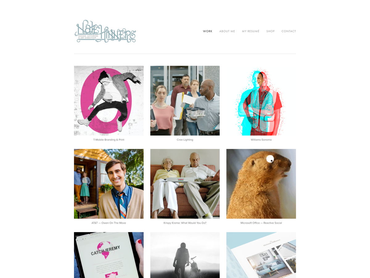 Screenshot of Nate Hinners, from the resume websites collection.