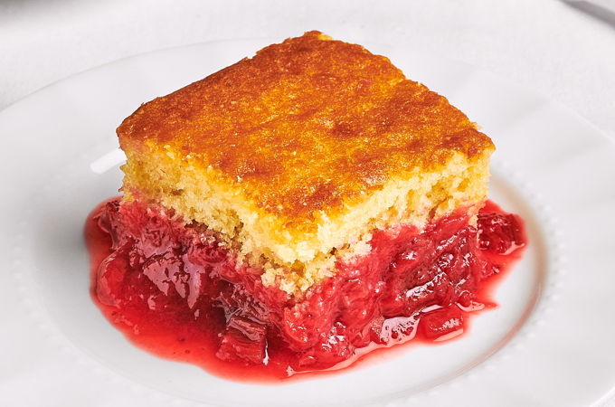 Strawberry-Rhubarb Pudding Cake