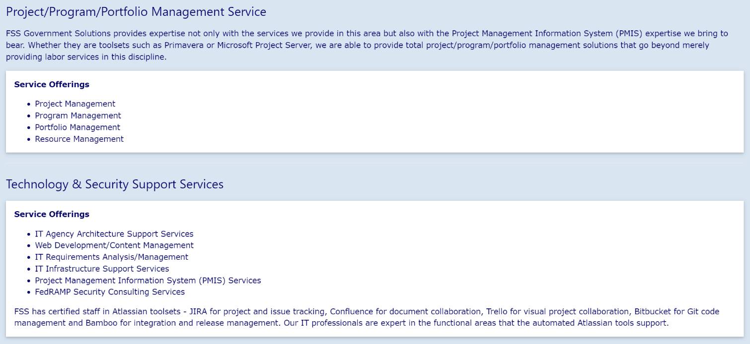 FSS Government Solutions product / service