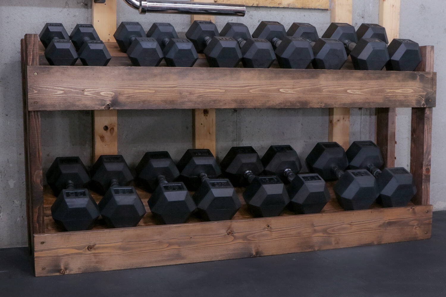 wooden dumbbell rack