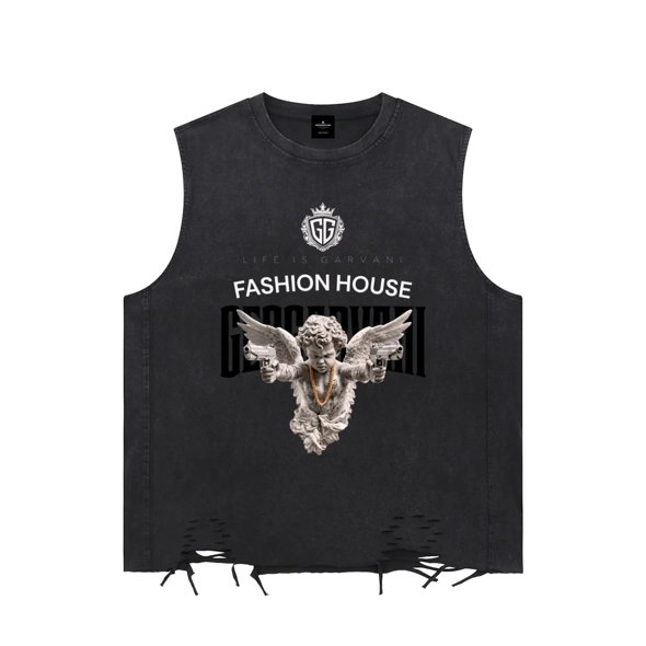 Snow Washed Raw-Hem Tank Top