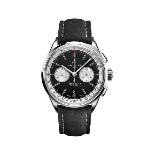Premier B01 Chronograph 42 Stainless Steel / Black / Nubuck / Folding