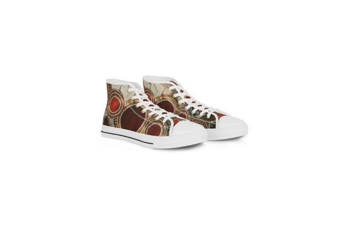 Ornate Vintage Mandala Men's High Top Sneakers | Boho Floral Pattern - Image 5