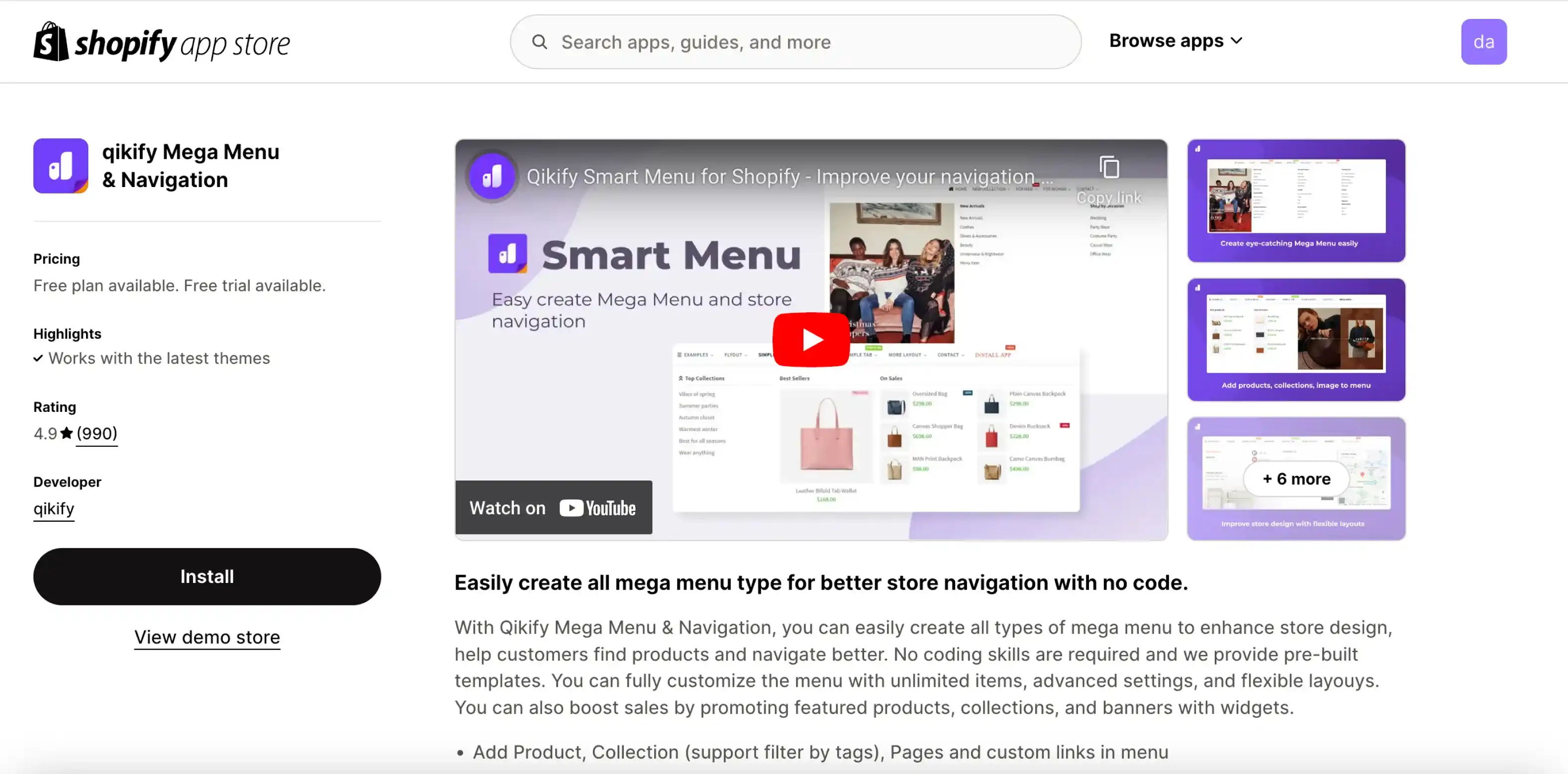 qikify mega menu shopify
