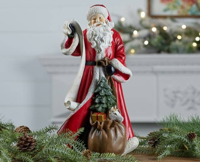 Raz Imports Wooden Sleigh With Winter Natural Arrangement and Pinecone Christmas Home Decor