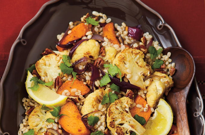 Roasted Cauliflower, Sweet Potato and Barley Salad