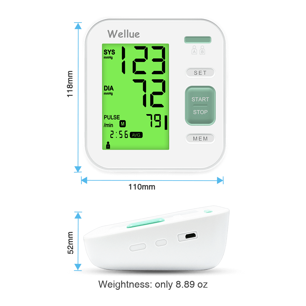 Dimensions of the digital blood pressure monitor