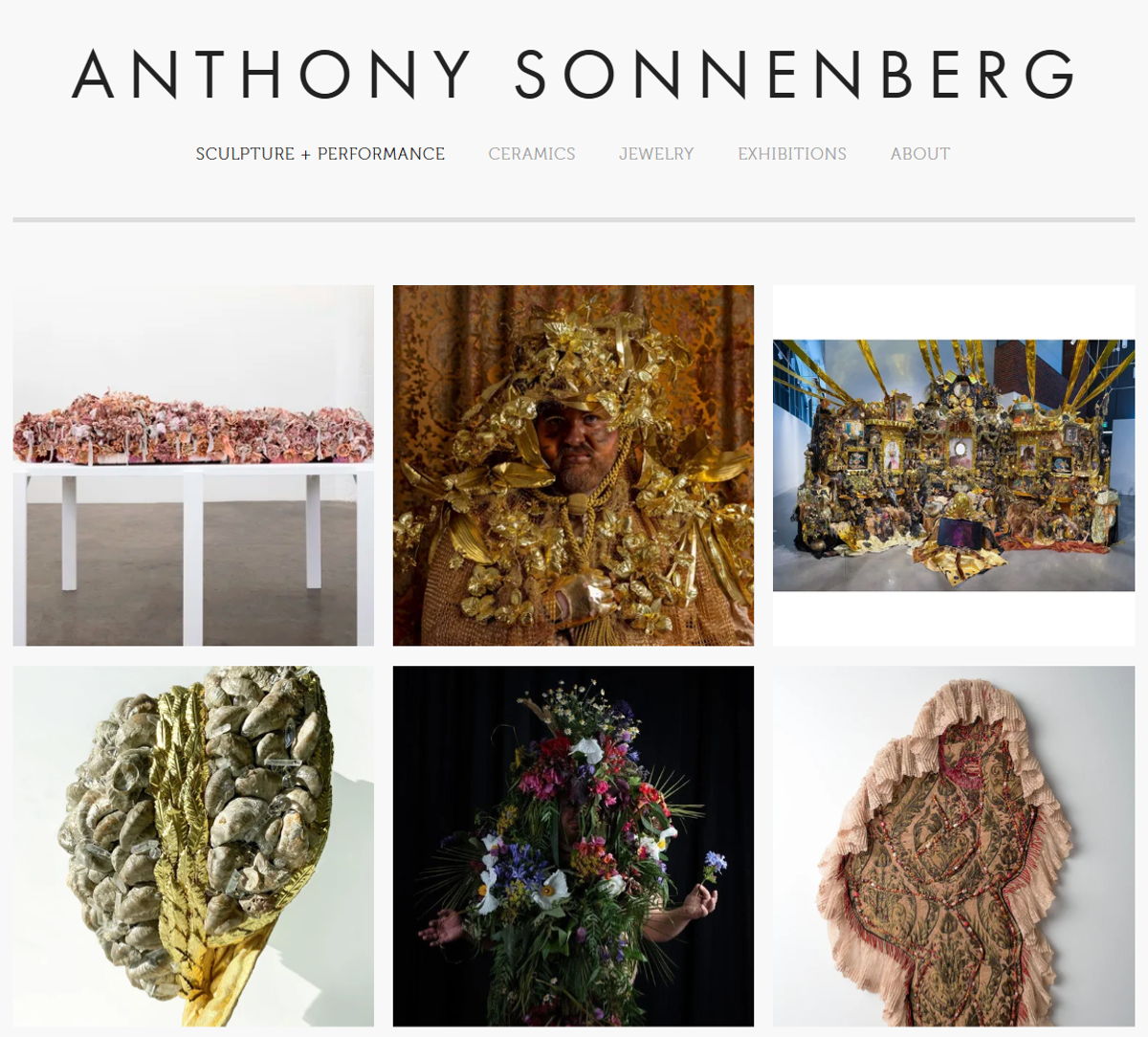 Screenshot of Anthony Sonnenberg, from the sculptor portfolios collection.