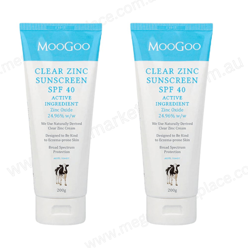 Lot of 2| Moogoo Clear Zinc Sunscreen SPF 40 200g Austl 334458
