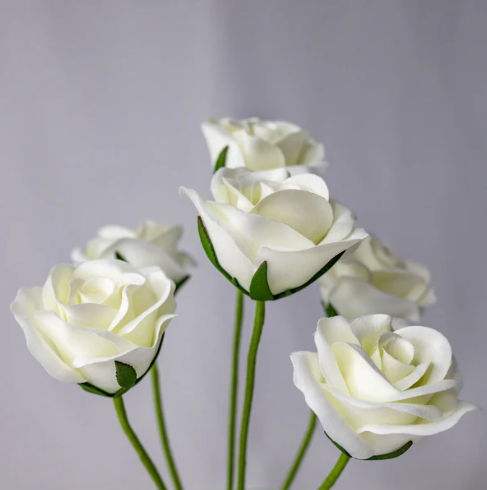 White Velveteen Rose Bloom - Realistic Artificial Flowers