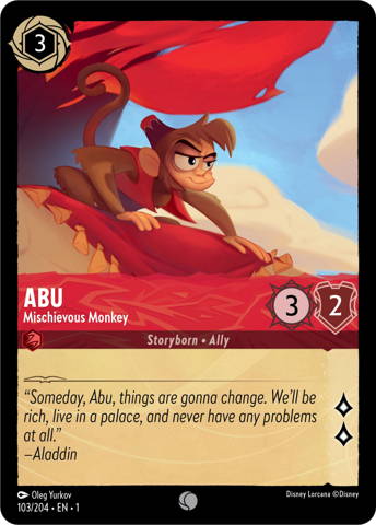 Abu card from Disney's Lorcana: The First Chapter.