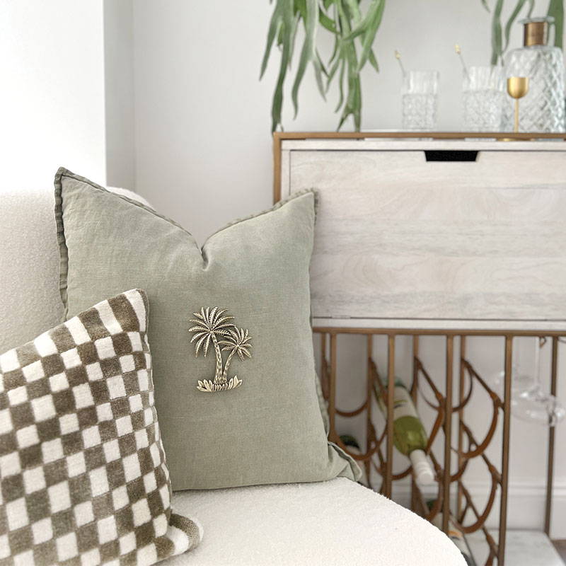 Palm tree cushions, created by incorporating our Palm Charm.  The perfect accessory for a tropical style home  