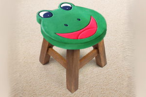 Children's Wooden Stool FROG Themed Chair Toddlers Step sitting Stool