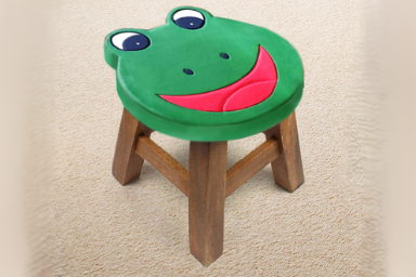 Children's Wooden Stool FROG Themed Chair Toddlers Step sitting Stool