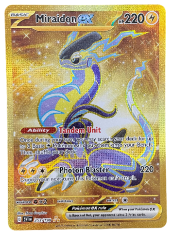 Hit rate for Hyper Rare Gold Miraidon EX from Pokemon's Scarlet & Violet. 