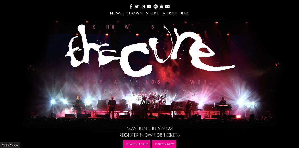 Screenshot of The Cure, from the band websites collection.