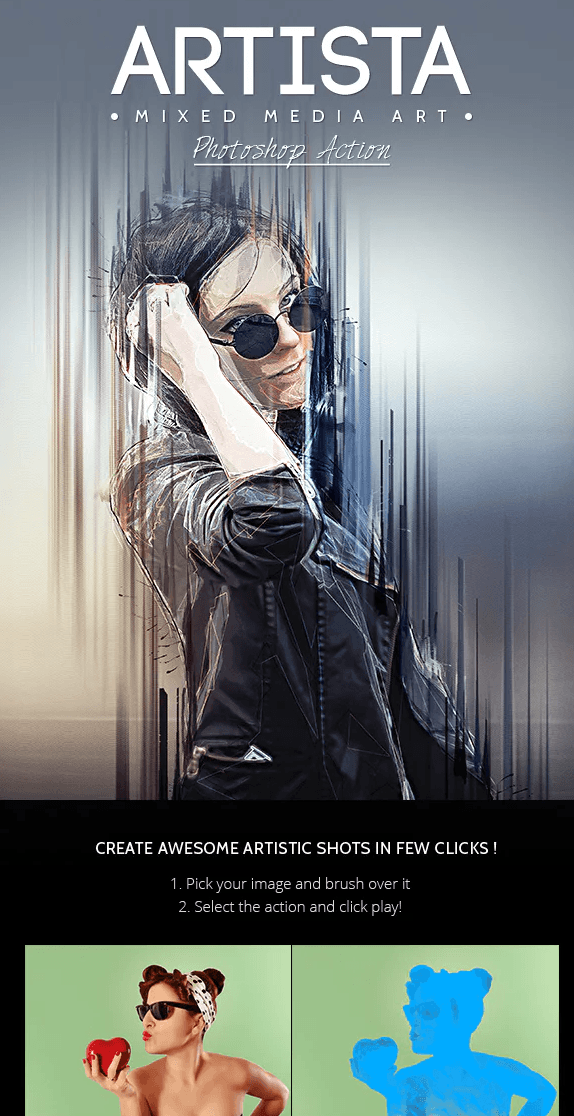 Artista - Mixed Media Art Фотошоп экшен