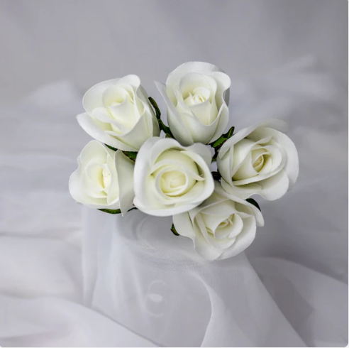 White Velveteen Rose Bud - Realistic Artificial Flowers - Image 4