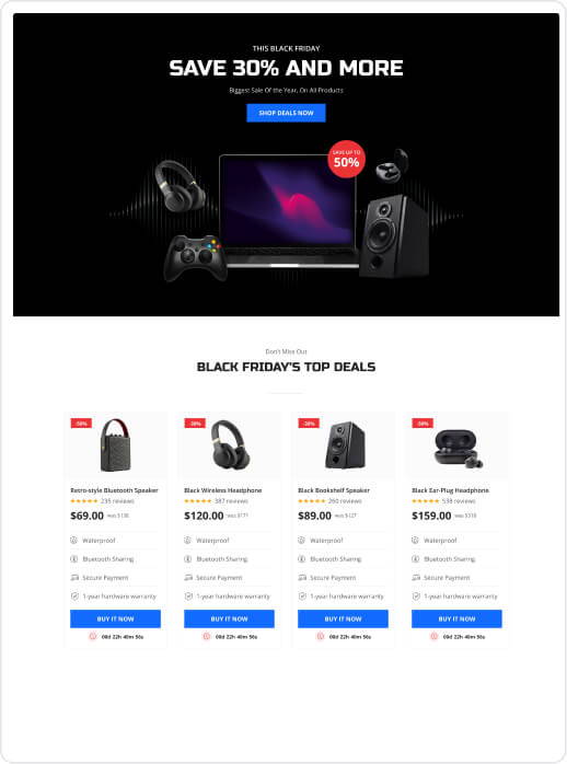 GemPages templates Black Friday Tech Deal