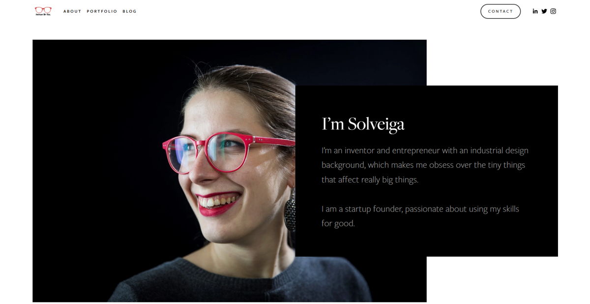 Screenshot of Design by Sol, from the industrial design portfolios collection.