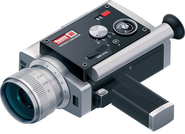 Векторные иконки с ретро-вещами, предметами (ретро-кинокамера, фотоаппарат, швейная машинка)